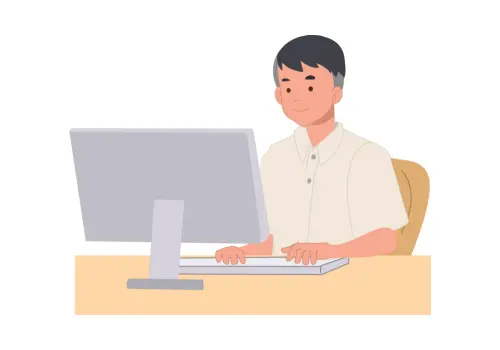 PCを見る男性　webアンケートツール　ページ最適化